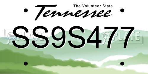 SS9S477 Tennessee License Plate