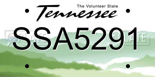SSA5291 Tennessee License Plate