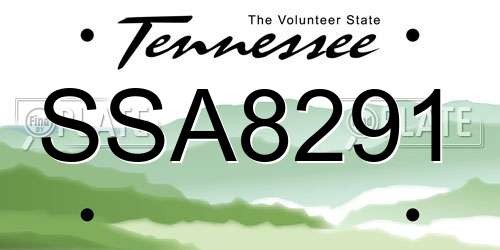 SSA8291 Tennessee License Plate