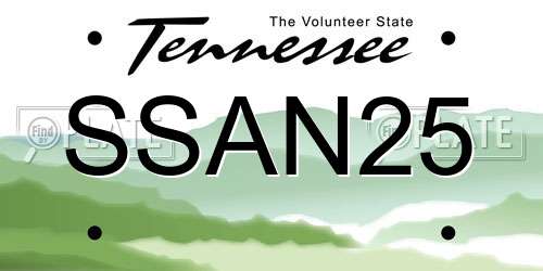 SSAN25 Tennessee License Plate