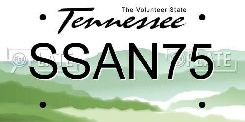 SSAN75 Tennessee License Plate
