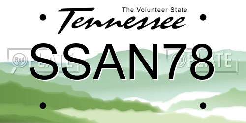 SSAN78 Tennessee License Plate