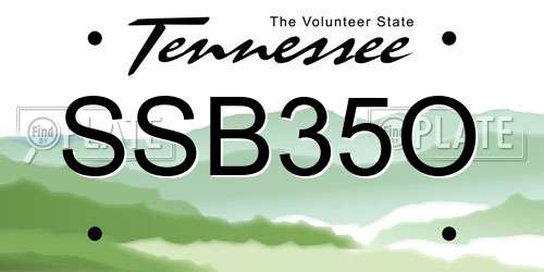 SSB35O Tennessee License Plate