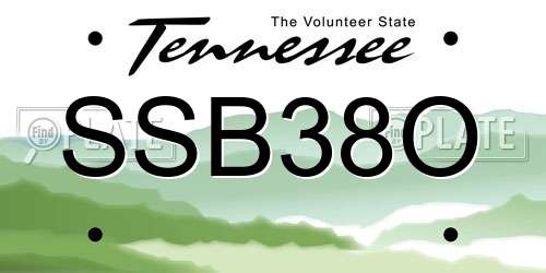 SSB38O Tennessee License Plate