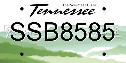 SSB8585 Tennessee License Plate