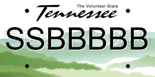 SSBBBBB Tennessee License Plate