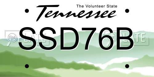 SSD76B Tennessee License Plate