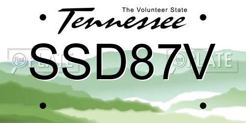 SSD87V Tennessee License Plate