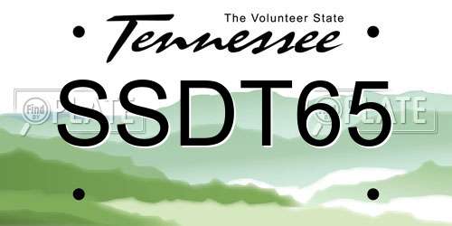 SSDT65 Tennessee License Plate