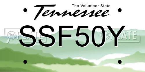 SSF50Y Tennessee License Plate