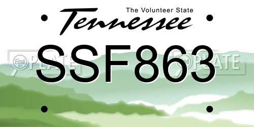 SSF863 Tennessee License Plate