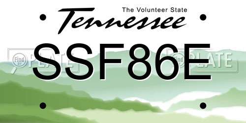 SSF86E Tennessee License Plate