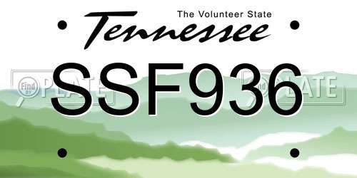 SSF936 Tennessee License Plate