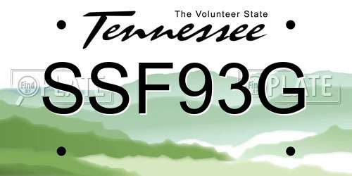 SSF93G Tennessee License Plate