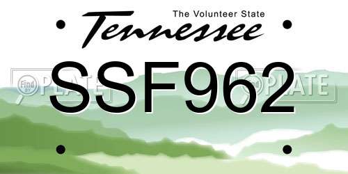 SSF962 Tennessee License Plate