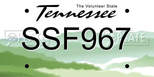 SSF967 Tennessee License Plate