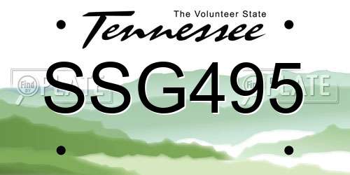 SSG495 Tennessee License Plate