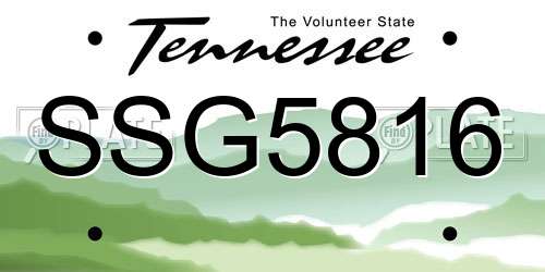 SSG5816 Tennessee License Plate