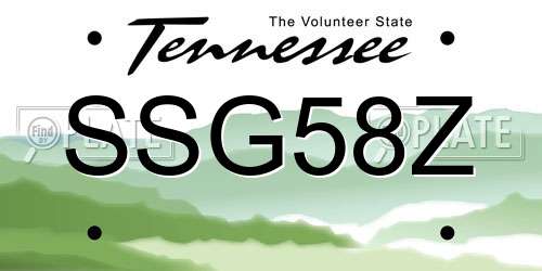 SSG58Z Tennessee License Plate