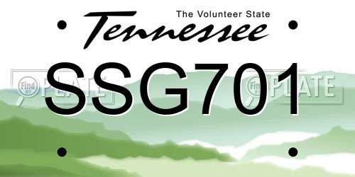 SSG701 Tennessee License Plate