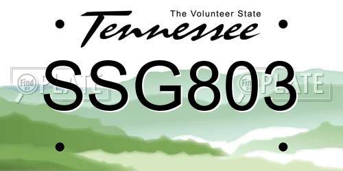 SSG803 Tennessee License Plate