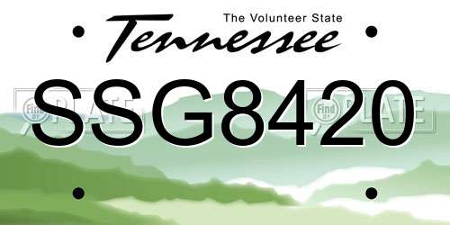 SSG8420 Tennessee License Plate