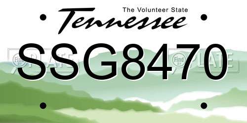 SSG8470 Tennessee License Plate