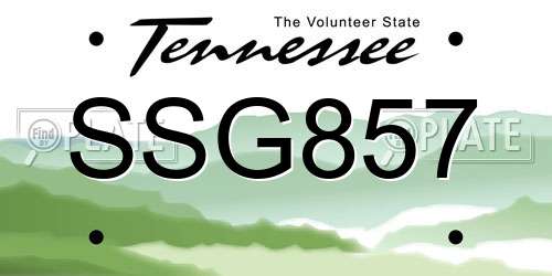 SSG857 Tennessee License Plate