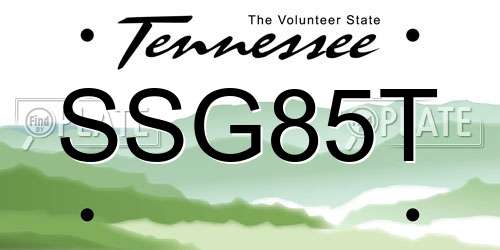 SSG85T Tennessee License Plate