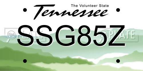 SSG85Z Tennessee License Plate