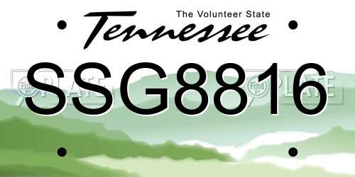 SSG8816 Tennessee License Plate