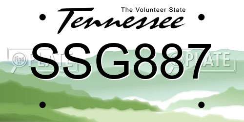 SSG887 Tennessee License Plate