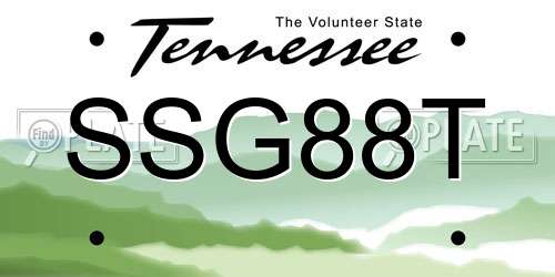 SSG88T Tennessee License Plate