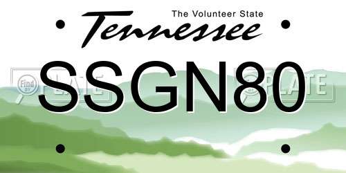 SSGN80 Tennessee License Plate