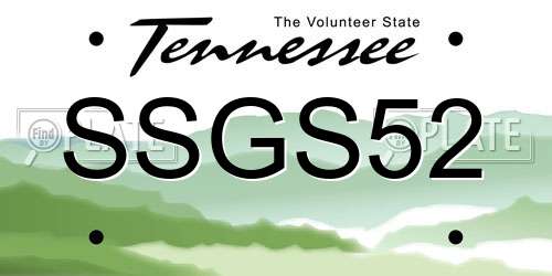 SSGS52 Tennessee License Plate