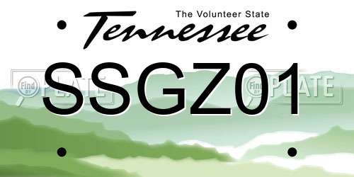 SSGZ01 Tennessee License Plate