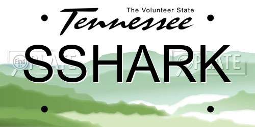 SSHARK Tennessee License Plate