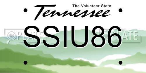 SSIU86 Tennessee License Plate