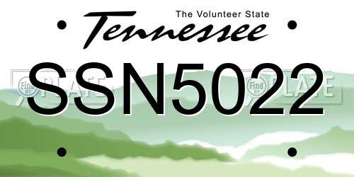 SSN5022 Tennessee License Plate