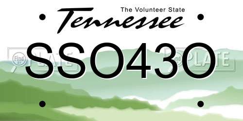 SSO43O Tennessee License Plate