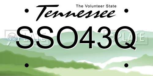 SSO43Q Tennessee License Plate