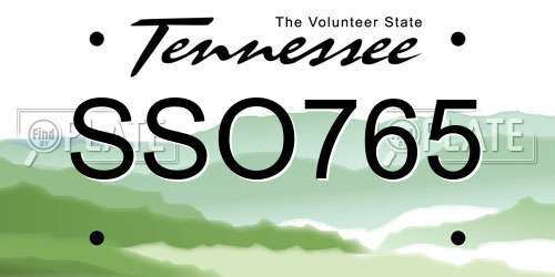 SSO765 Tennessee License Plate