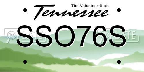 SSO76S Tennessee License Plate