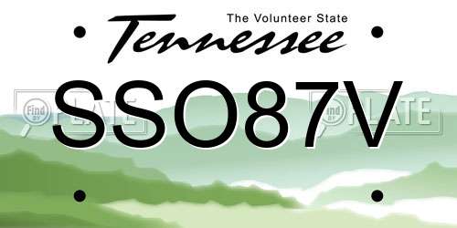 SSO87V Tennessee License Plate