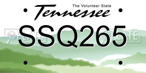 SSQ265 Tennessee License Plate