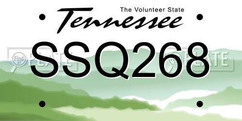 SSQ268 Tennessee License Plate