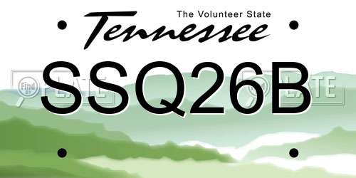 SSQ26B Tennessee License Plate