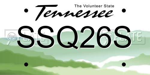 SSQ26S Tennessee License Plate