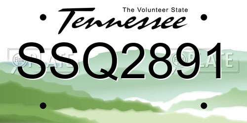 SSQ2891 Tennessee License Plate