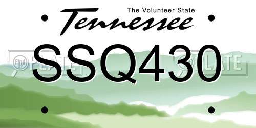 SSQ430 Tennessee License Plate